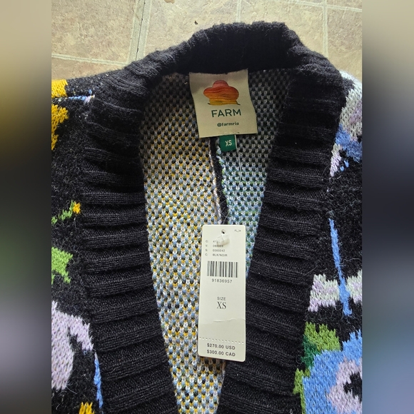 NWT Farm Rio Winter Garden Long Wrap Cardigan Sweater XS